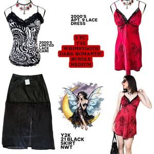 Y2K VTG. WHIMSYGOTH DARK‎ ROMANTIC TOP DRESS SKIRT BUNDLE MEDIUM